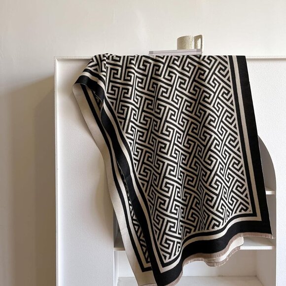 Versatile Extra Large Soft Scarf - Hand Wash Black and White Women's Shawl - Picture 6 of 7